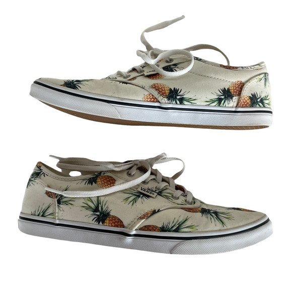 VANS Pineapple Pattern Fabric Lace-Up Low Sneakers Size 8.5 - Picture 5 of 8